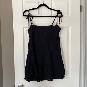 Black tie strap bathing suit cover up